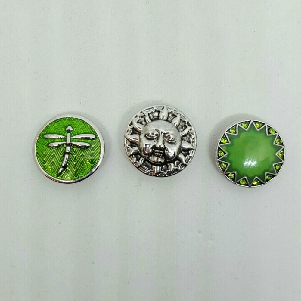 Set of three snap charms for snap bracelet